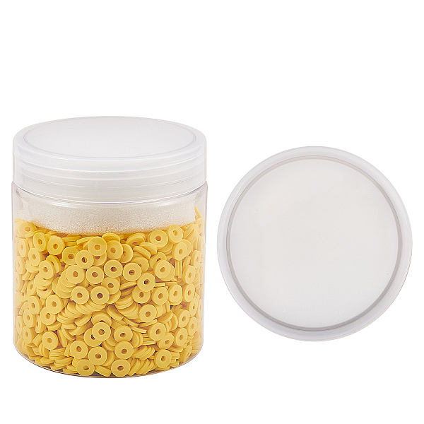 

PandaHall Handmade Polymer Clay Beads, Disc/Flat Round, Heishi Beads, Yellow, 6x1mm, Hole: 2mm, about 3040~3200pcs/box Polymer Clay Disc...