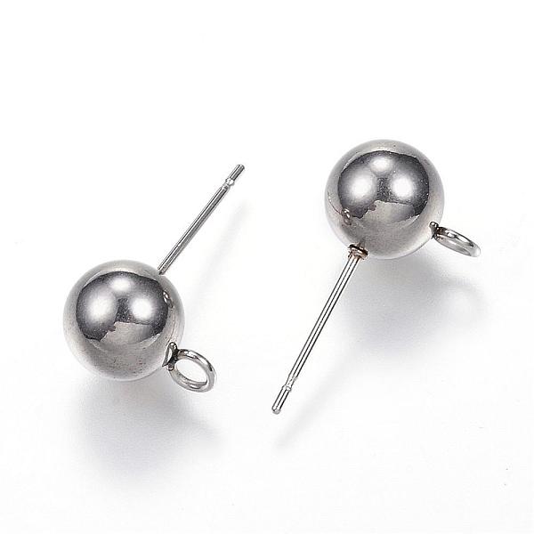

PandaHall 304 Stainless Steel Ball Stud Earring Findings, with Loop, Stainless Steel Color, 20x11x8mm, Hole: 2mm, Pin: 0.7mm 304 Stainless...