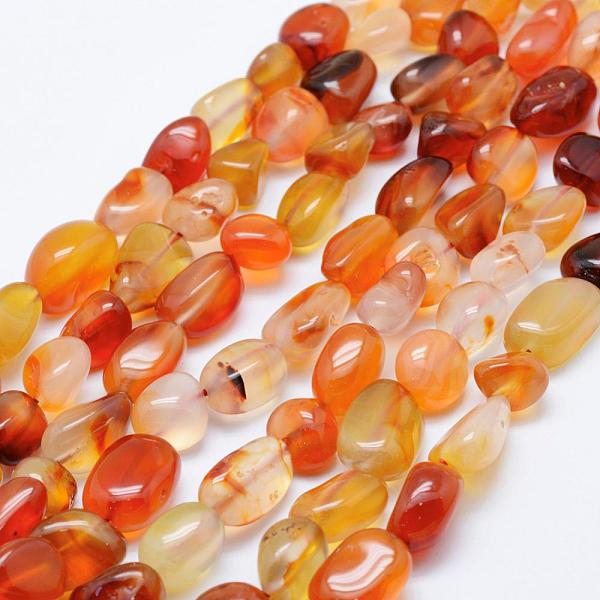 

PandaHall Natural Carnelian Beads Strands, Tumbled Stone, Nuggets, 8~15x5~10mm, Hole: 1mm, 15.3 inch~15.7 inch(39~40cm) Carnelian Nuggets