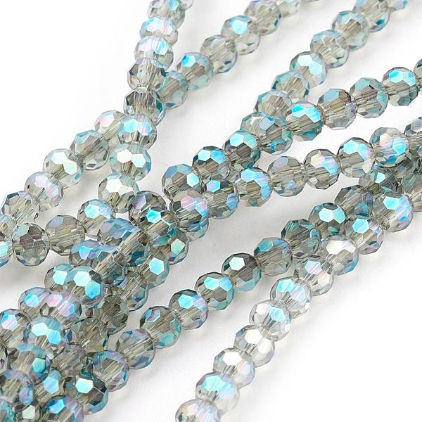 

PandaHall Electroplate Glass Beads Strands, Faceted(32 Facets) Round, Turquoise, 3mm, Hole: 1mm, about 100pcs/strand, 11.5 inch Glass Round..., Green