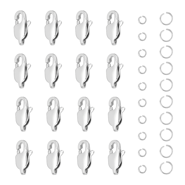 

PandaHall Unicraftale 16Pcs 304 Stainless Steel Lobster Claw Clasps, with 40Pcs Jump Rings, Stainless Steel Color, 13x6x3mm, Hole: 1.4mm 304...