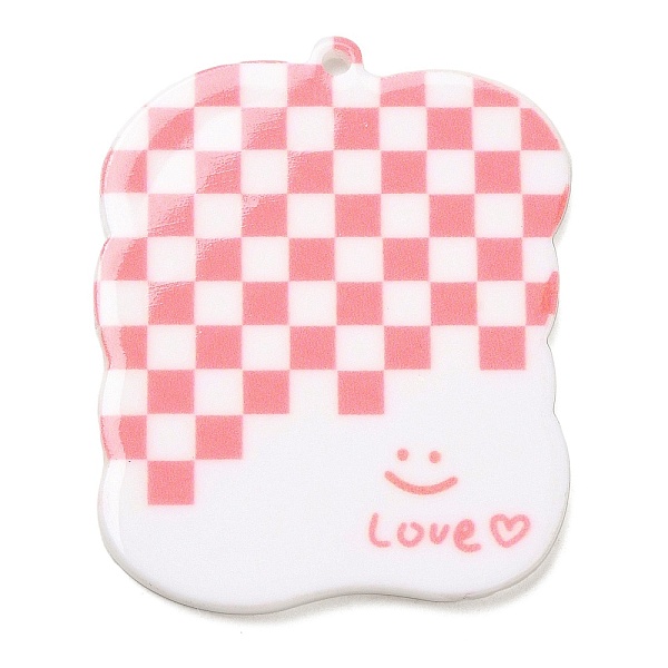 

PandaHall Acrylic Pendants, Checkerboard with Rectangle, Pink, 44x36x2mm, Hole: 1.8mm Acrylic Rectangle Pink