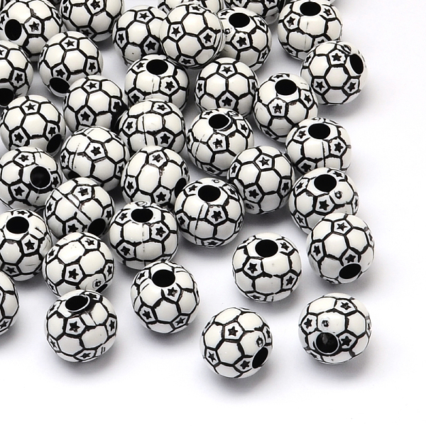 

PandaHall FootBall/Soccer Ball Craft Style Acrylic Beads, Sports Beads, Black, 12mm, Hole: 4mm, about 580pcs/500g Acrylic Sports Black