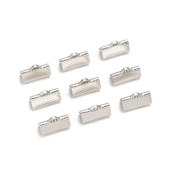 

PandaHall Iron Ribbon Crimp Ends, Platinum, 7x13mm, Hole: 2mm Iron