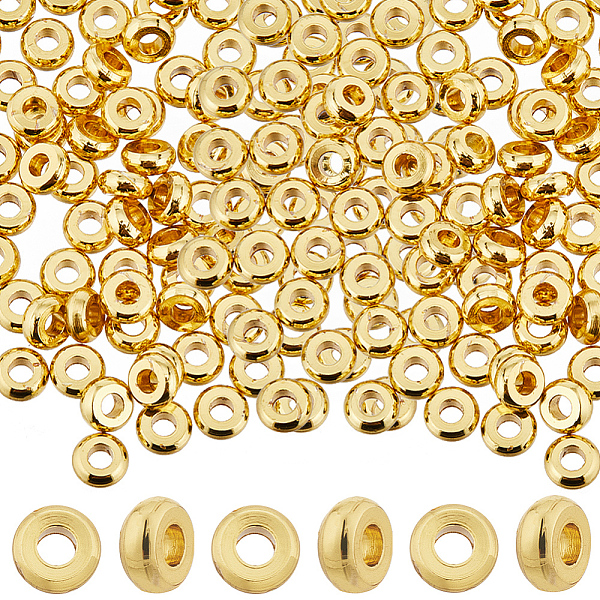 

PandaHall SUNNYCLUE 200Pcs Brass Spacer Beads, Nickel Free, Flat Round/Disc, Real 18K Gold Plated, 4x1.5mm, Hole: 1.5mm Brass Disc