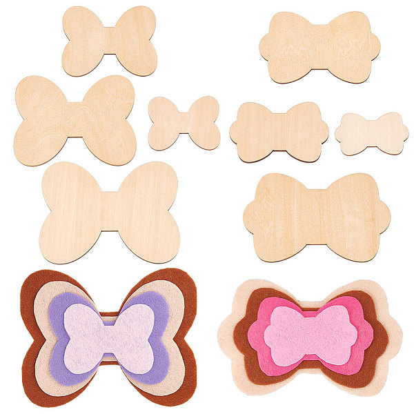 PandaHall 8 Pcs Bowknot Unfinished Wood Cutout, Unfinished Wood Pieces Wood Craft Blanks for DIY Crafts Decoration Scrapbooking...