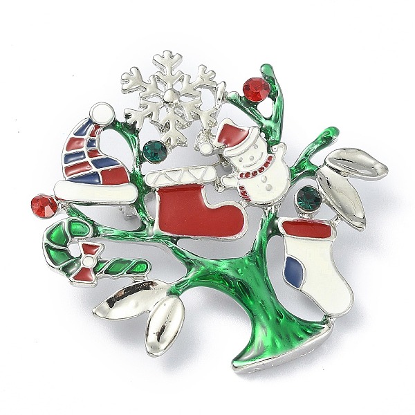 

PandaHall Alloy Glass Rhinestone Brooches, Enamel Pins, Christmas Tree, Hat, 51x52x10.6mm Alloy+Rhinestone Hat