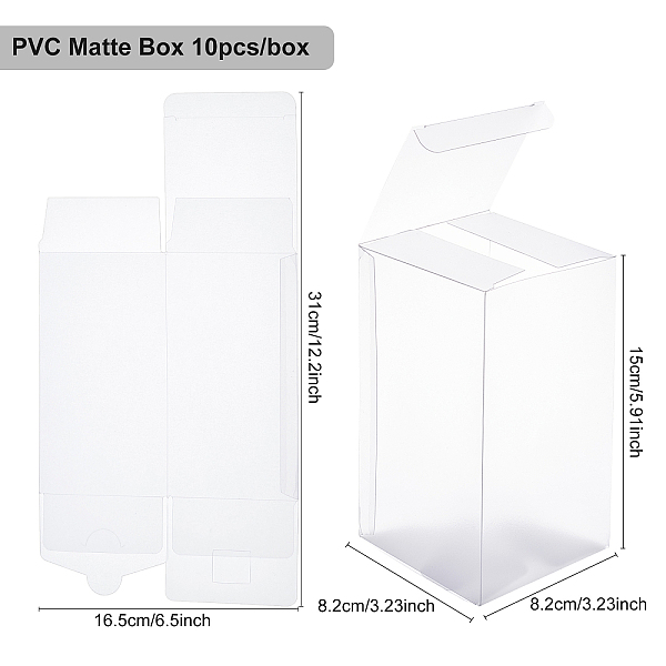 

PandaHall Transparent PVC Box, Candy Treat Gift Box, Matte Box, for Wedding Party Baby Shower Packing Box, Rectangle, White, 8.2x8.2x15cm...