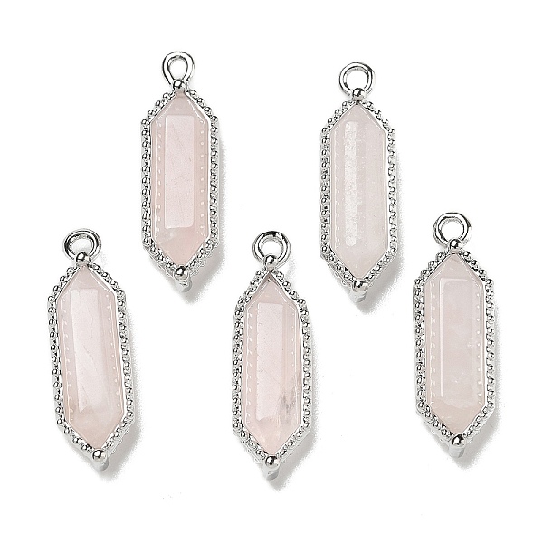 Natural Rose Quartz Faceted Double Terminal Pointed Pendants