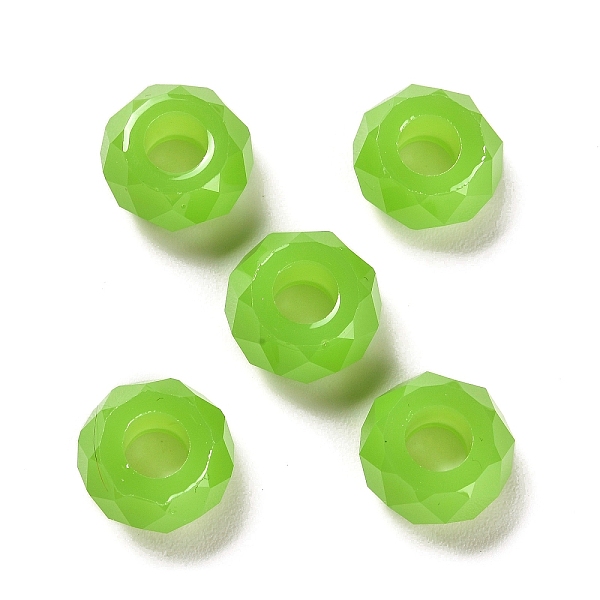 

PandaHall Resin European Beads, Large Hole Beads, Faceted, Rondelle, Lawn Green, 13.5x8mm, Hole: 5.5mm Resin Rondelle