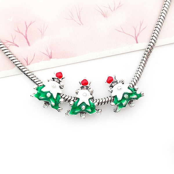 

PandaHall Christmas Theme Alloy Enamel European Beads, Large Hole Bead, Platinum, Christmas Tree, 15.5x13x9mm, Hole: 5.5mm Alloy+Enamel...