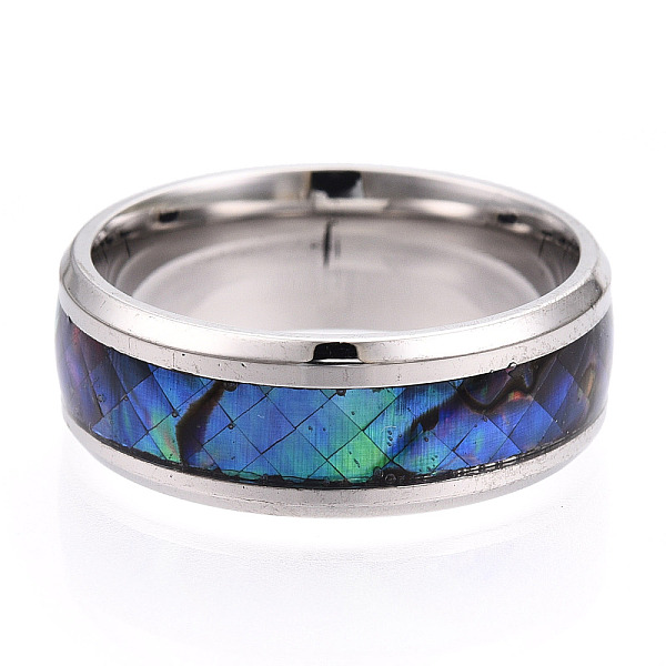 

PandaHall 201 Stainless Steel Wide Band Finger Rings, with Shell, Size 13, Stainless Steel Color, 22.3mm 201 Stainless Steel