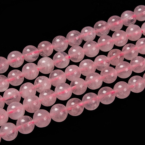 

PandaHall Natural Rose Quartz Beads Strands, Round, 8mm, Hole: 1mm, about 44~48pcs/strand, 15 inch Rose Quartz Round Pink