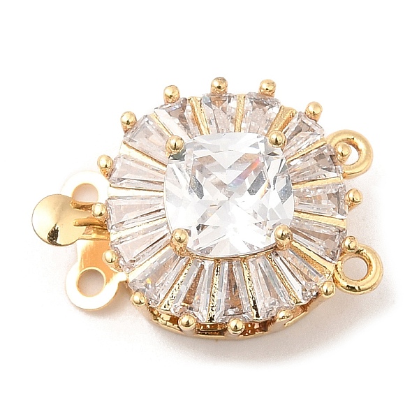 

PandaHall Brass Micro Pave Clear Cubic Zirconia Box Clasps, 2-Strand, 4-Hole, with Clear Glass Rhinestone, Round, 14.5x17x9mm, Hole: 1.2mm...