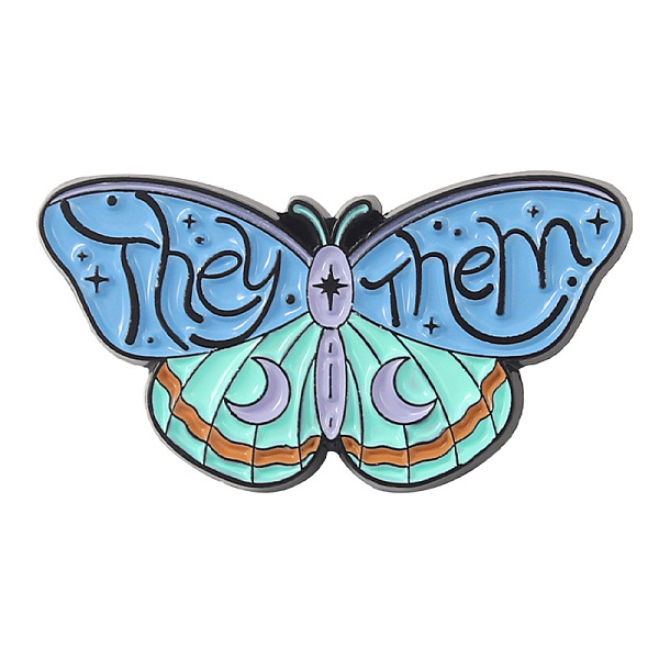 

PandaHall Butterfly with Word They Them Enamel Pin, Electrophoresis Black Plated Alloy Badge for Corsages Scarf Clothes, Cornflower Blue...
