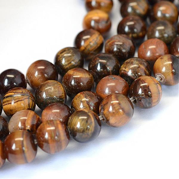 

PandaHall Grade AB Natural Tiger Eye Round Bead Strands, 10~10.5mm, Hole: 1.2mm, about 36pcs/strand, 15.5 inch Tiger Eye Round