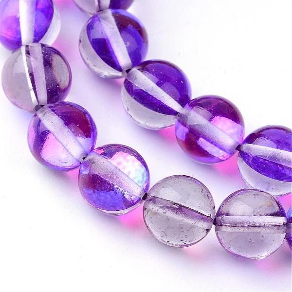 

PandaHall Synthetic Moonstone Beads Strands, Holographic Beads, Dyed, Round, Dark Violet, 8mm, Hole: 1mm, about 45~47pcs/strand, 14~15 inch..., Purple