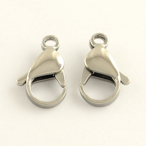 

PandaHall 304 Stainless Steel Lobster Claw Clasps, Stainless Steel Color, 16x10x4.5mm, Hole: 2mm 304 Stainless Steel Others