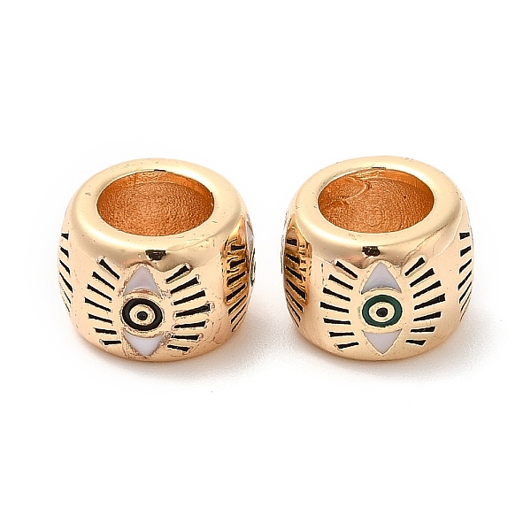 

PandaHall Brass Enamel European Beads, Large Hole Beads, Rondelle with Eye, Real 18K Gold Plated, 9.5x7mm, Hole: 6mm Brass+Enamel Rondelle