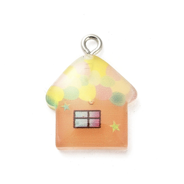 

PandaHall Translucent Resin Pendants, Animals Charms with Platinum Plated Iron Loops, House, 21x16.5x3.8mm, Hole: 1.7mm Resin House