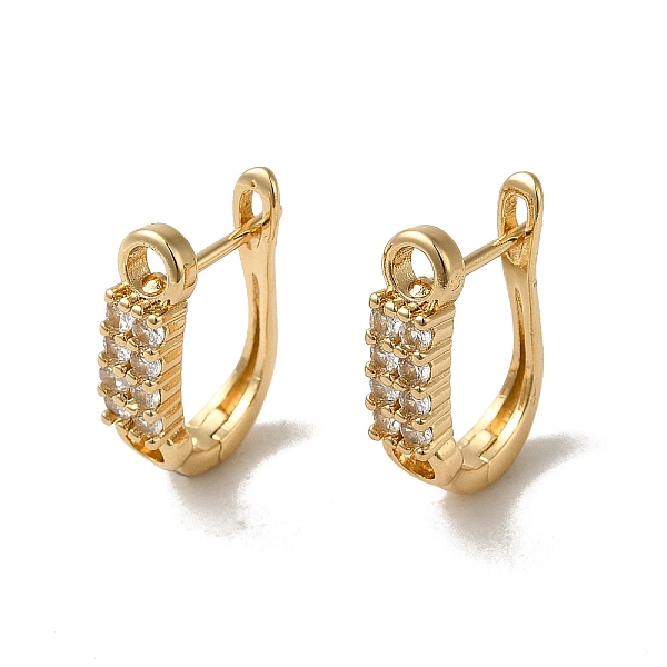 

PandaHall Brass Micro Pave Cubic Zirconia Hoop Earring, Light Gold, 19x5mm Brass