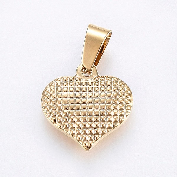 

PandaHall 304 Stainless Steel Textured Pendants, Bumpy, Heart, Golden, 15x15x3.5mm, Hole: 7x4mm 304 Stainless Steel Heart
