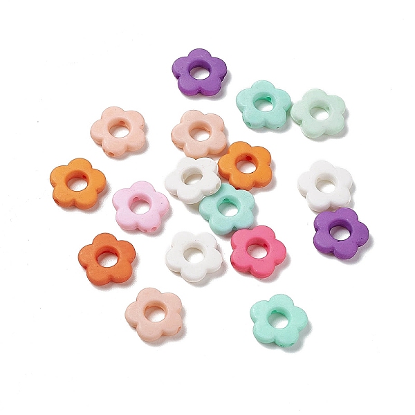 

PandaHall Opaque Acrylic Bead Frames, Flower, Mixed Color, 14x14.5x3.5mm, Hole: 1.5mm, 1240pcs/500g Acrylic Flower Multicolor