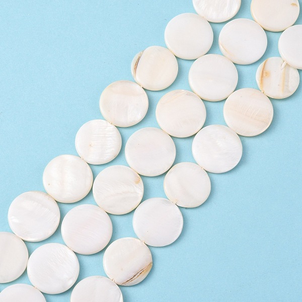 

PandaHall Natural Freshwater Shell Beads, Flat Round, White, 20x2~5mm, Hole: 1mm, 20pcs/strand, 16 inch/strand Freshwater Shell Flat Round...