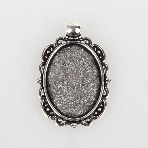 

PandaHall Vintage Tibetan Style Alloy Pendant Cabochon Bezel Settings, Cadmium Free & Lead Free, Antique Silver, Oval Tray: 18x25mm...