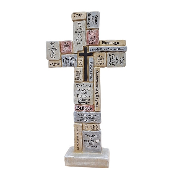 

PandaHall Resin Cross Prayer Sculpture, Religion Display Decorations, Beige, 160x45x305mm Resin Cross Yellow