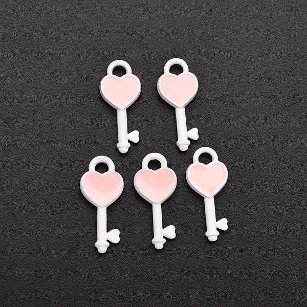 

PandaHall Spray Painted Alloy Enamel Pendants, Heart Key, Pink, 16x7x2.2mm, Hole: 1.8mm Alloy+Enamel Key Pink