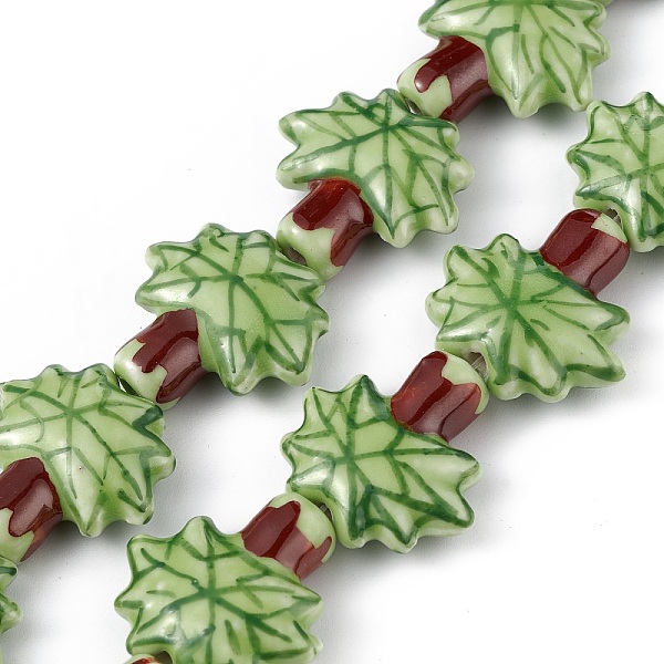 

PandaHall Handmade Porcelain Beads Strands, Coconut Tree, Lime, 20x22x6.5mm, Hole: 1.6mm, about 18pcs/strand, 13.90 inch(35.3cm) Porcelain..., Green