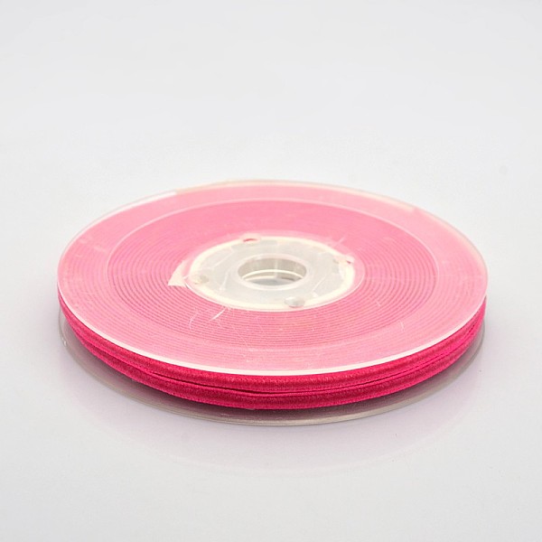 

PandaHall Polyester Velvet Ribbon for Gift Packing and Festival Decoration, Cerise, 1/8 inch(4mm), about 100yards/roll(91.44m/roll) Velvet..., Red