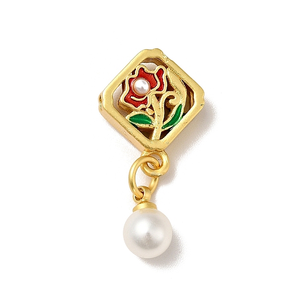 

PandaHall Rhombus with Flower Rack Plating Brass Enamel Beads, Dangle Round Plastic Beads, Long-Lasting Plated, Cadmium Free & Lead Free...