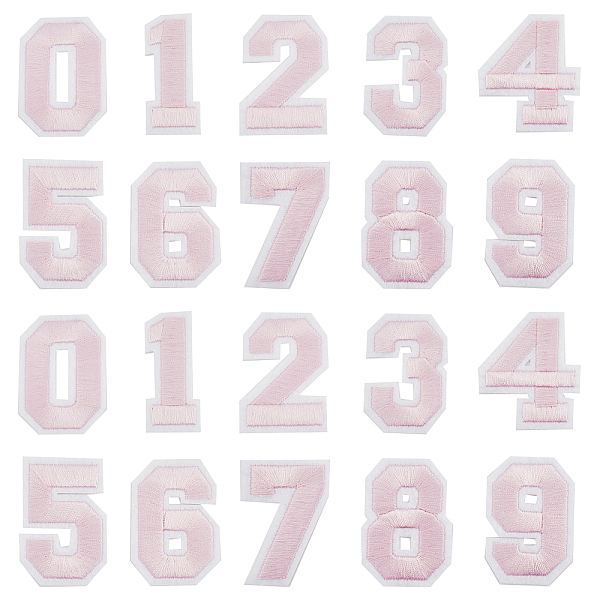 PandaHall Gorgecraft Computerized Embroidery Cloth Iron On Patches, Costume Accessories, Appliques, Number 0~9, Pink...