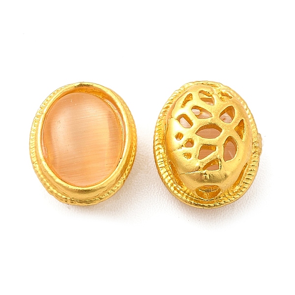 

PandaHall Alloy Beads, with Glass, Lead Free & Cadmium Free, Matte Glod Color, Oval, Bisque, 10.5x8x6mm, Hole: 1.6mm Alloy+Glass Oval Orange