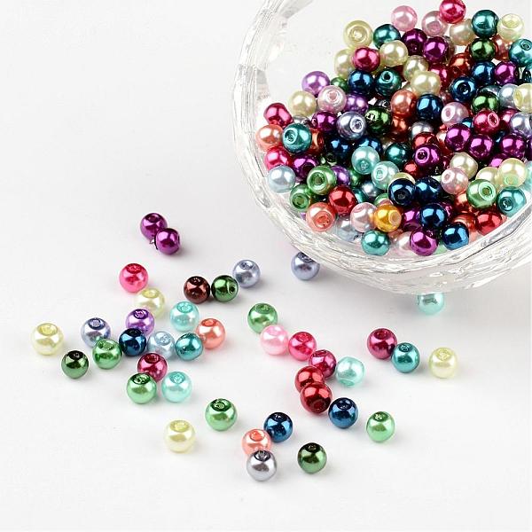 

PandaHall Mixed Glass Pearl Round Beads, Dyed, Size: 4mm in diameter, hole: 0.5mm Glass Round Multicolor