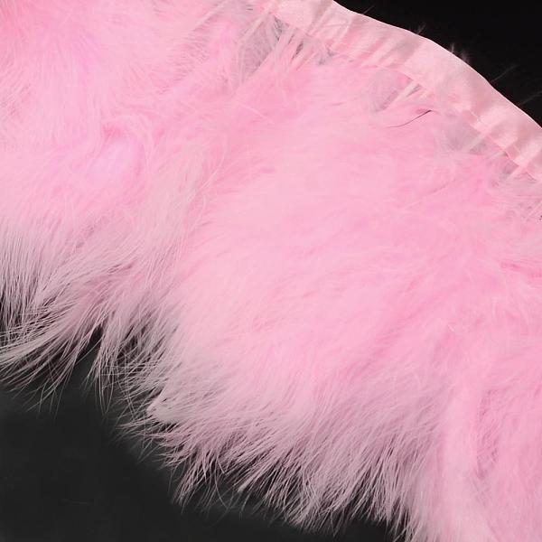 

PandaHall Fashion Feather Cloth Strand Costume Accessories, Pink, 120~190x28~56mm, about 2m/bag Feather Feather Pink