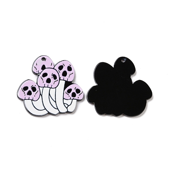

PandaHall Halloween Printed Acrylic Pendants, Mushroom Pattern, 33.5x34.5x2.5mm, Hole: 1.8mm Acrylic Mushroom