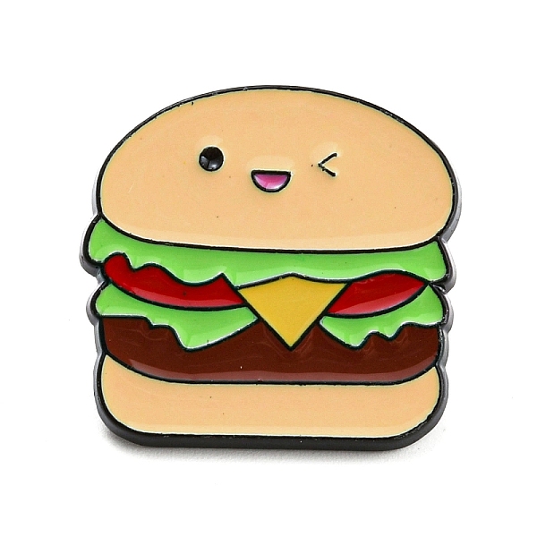 

PandaHall Food Theme Enamel Pins, Black Alloy Badge for Backpack Clothes, Hamburger, 23x23.5x2mm Alloy+Enamel Hamburger Orange