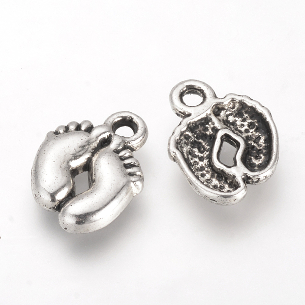 

PandaHall Tibetan Style Alloy Charms, Cadmium Free & Lead Free, Baby Feet, Antique Silver, 14x10x2mm, Hole: 2mm Alloy Body