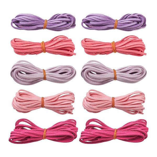 

PandaHall 5 Strands 5 Colors Faux Suede Cord, Faux Suede Lace, Mixed Color, 2.5~2.8x1.5mm, about 1.09 yards(1m)/strand, 1 strand/color Faux..., Multicolor