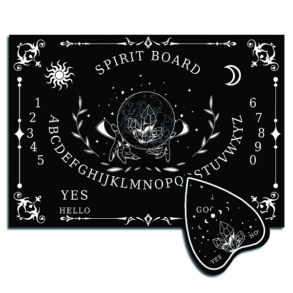 PandaHall CREATCABIN Wood Spirit Board Pendulum Board Wooden Talking Ouija Boards with Planchette Black Dowsing Divination Game Kit Spirit...