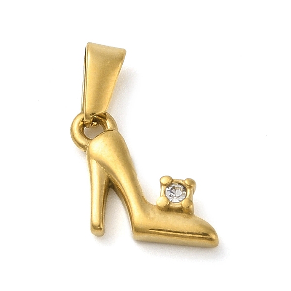 

PandaHall 304 Stainless Steel Pendants, with Crystal Rhinestone, High-Heeled Shoes Charm, Golden, 16x9x3mm, Hole: 6.2x2.2mm Stainless..., Clear