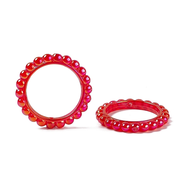 PandaHall UV Plating Opaque Acrylic Beads Frames, Flower Ring, Red, 42.5x43x5.5mm, Hole: 2.5mm, Inner Diameter: 31mm Acrylic Ring Red