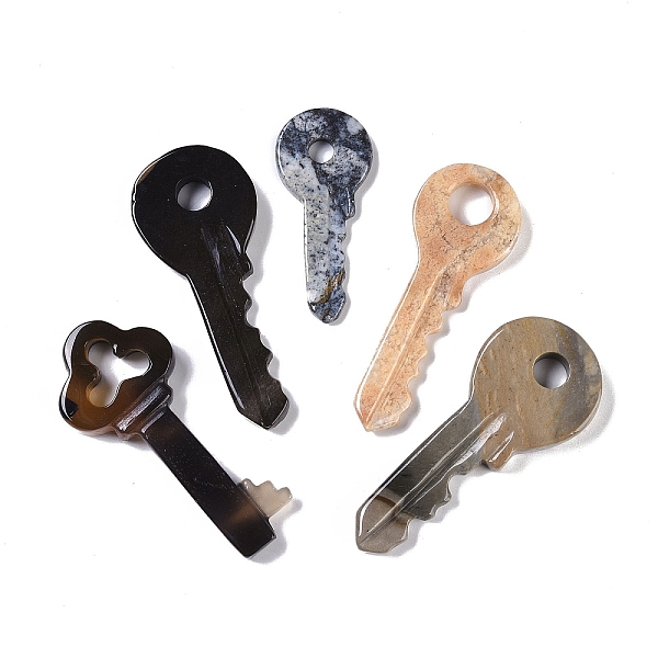 

PandaHall Natural Agate Pendant, Key, 50~69.5x22.5~29x4.5~8.5mm, Hole: 5.5~16x11mm Natural Agate Key