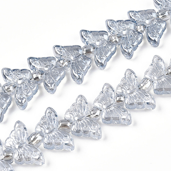 

PandaHall Electroplate Glass Beads Strands, Butterfly, Light Steel Blue, 7.5~8x14.5~15x4mm, Hole: 0.8mm, about 66~69pcs/strand, 23.23~24.41...