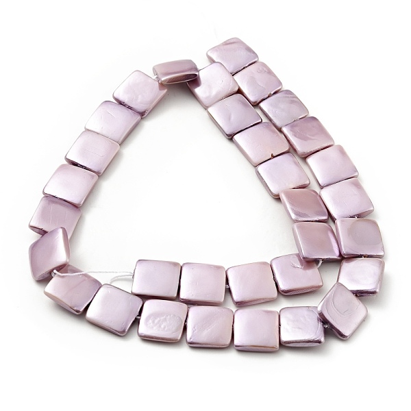 

PandaHall Electroplated Natural Shell Pearl Beads Strands, Polished, Rectangle, Plum, 11~14x12~13x3~3.5mm, Hole: 0.8mm, about 33pcs/strand..., Purple