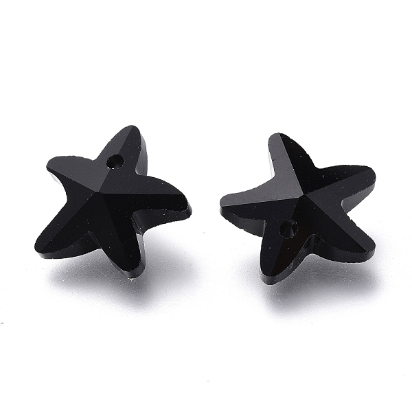 

PandaHall Faceted Glass Charms, Starfish, Black, 14x15x7mm, Hole: 1.4mm Glass Starfish Black