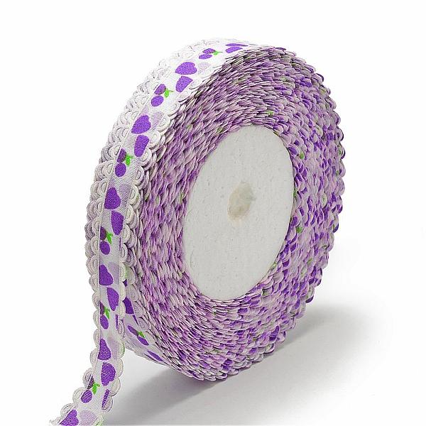 

PandaHall Single Face Printed Polyester Satin Ribbon, Cherry & Heart Pattern, Blue Violet, 5/8 inch(16mm), about 50yards/roll Polyester..., Purple